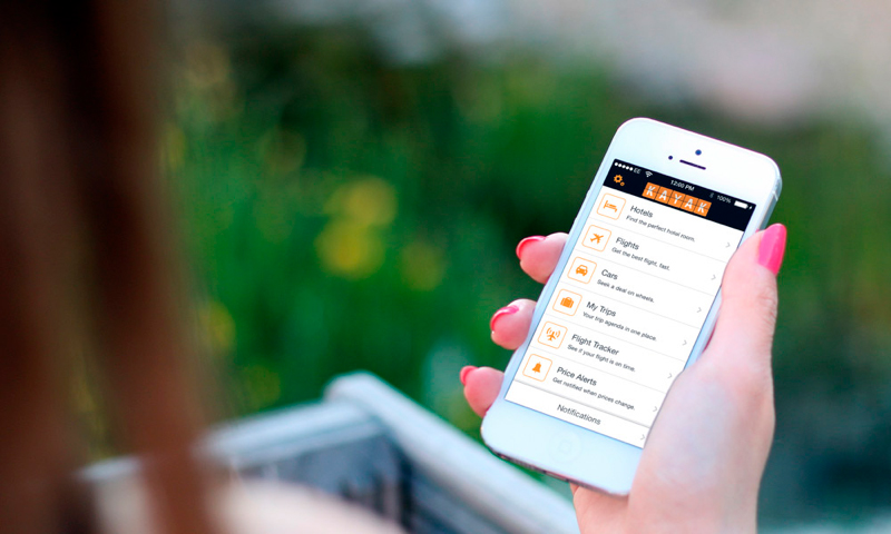 Kayak travel app that helps you purchase a plane ticket