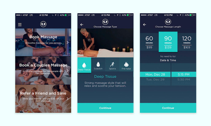 Uber-like Apps: Soothe application for professional massage at home