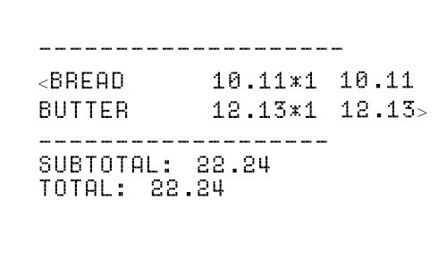 Highlighting purchase section in the receipt