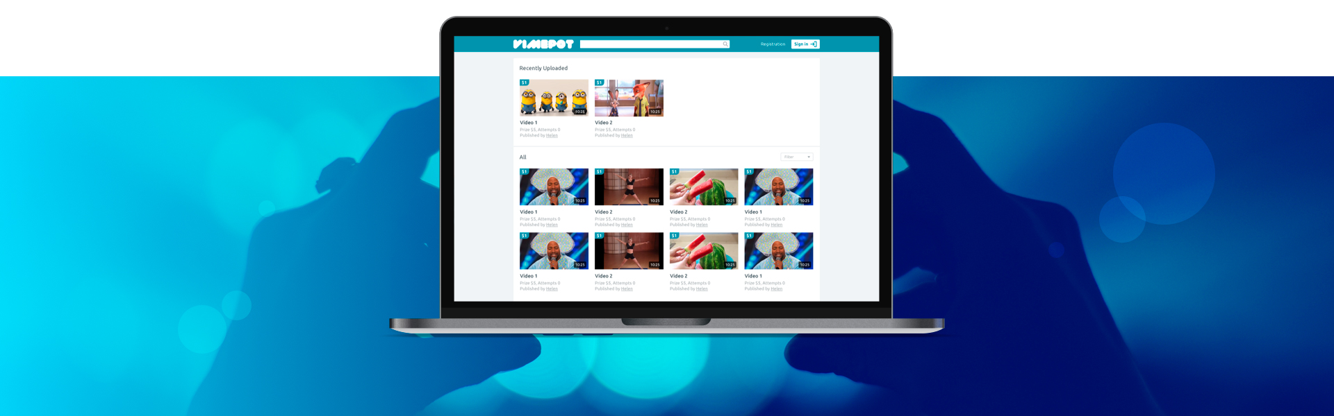Entertainment web service for uploading author's videos Entertainment web service for uploading author's videos