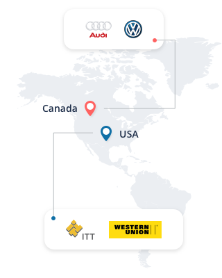 audi, volkswagen, itt-industries, western union